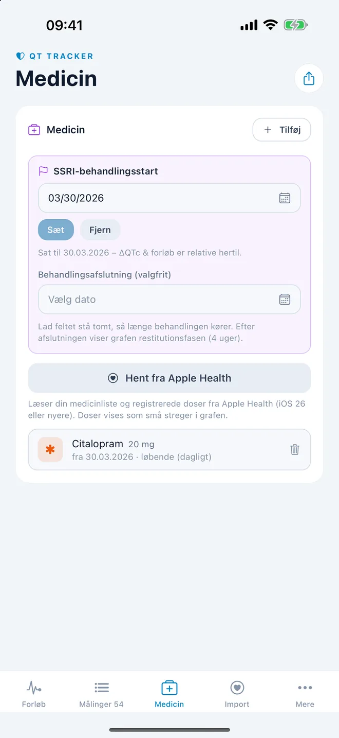 QTc Tracker: behandlingsstart og medicin