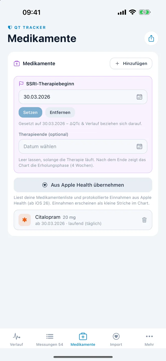 QTc Tracker: Therapiestart und Medikamente