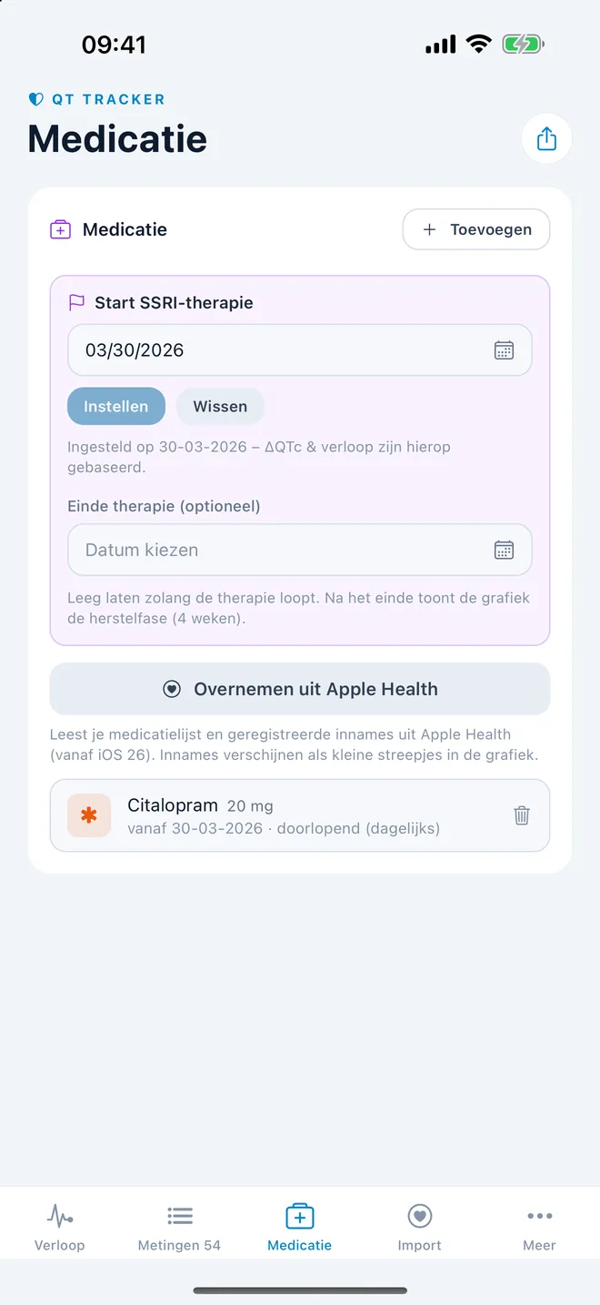QTc Tracker: therapiestart en medicatie
