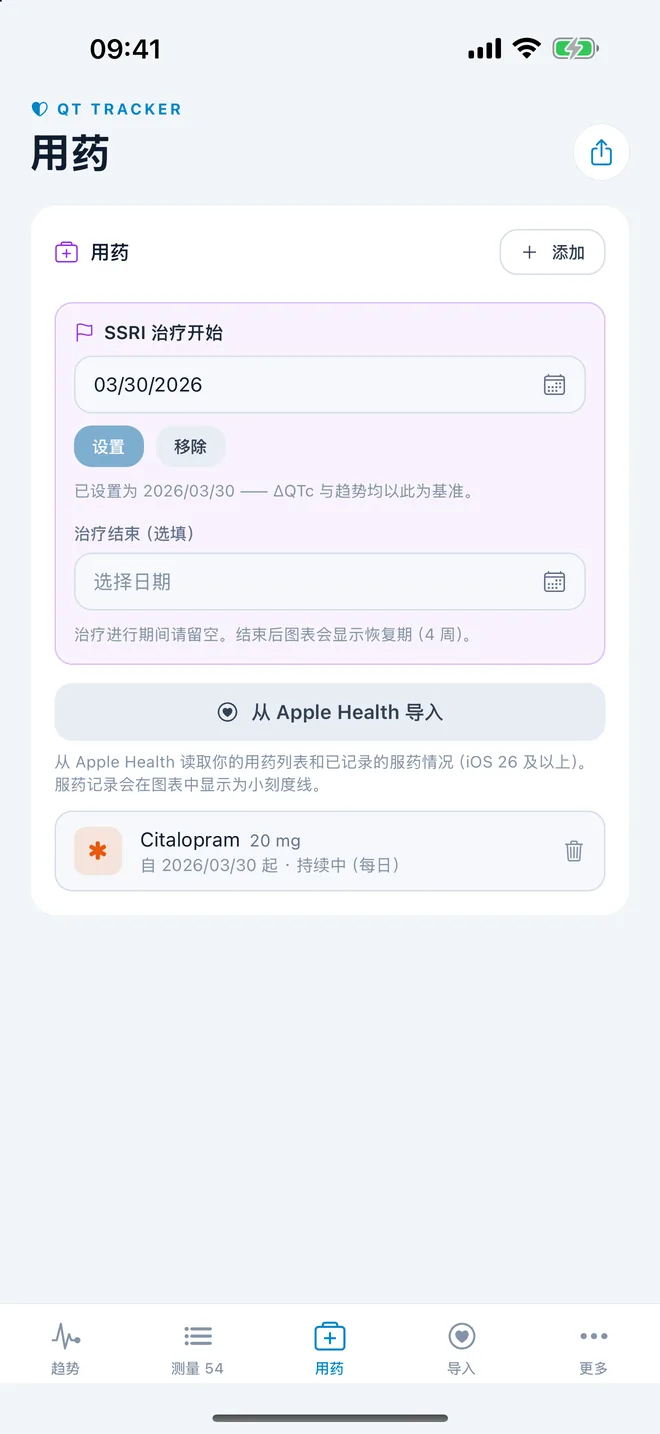 QTc Tracker：治疗开始和用药